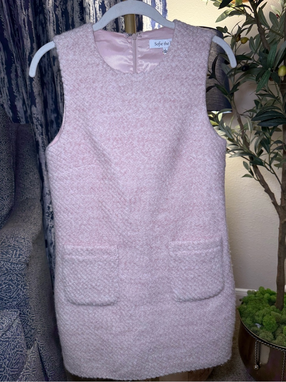 Sofia the Label “Margot Mini Dress” in Soft Pink Wool Blend